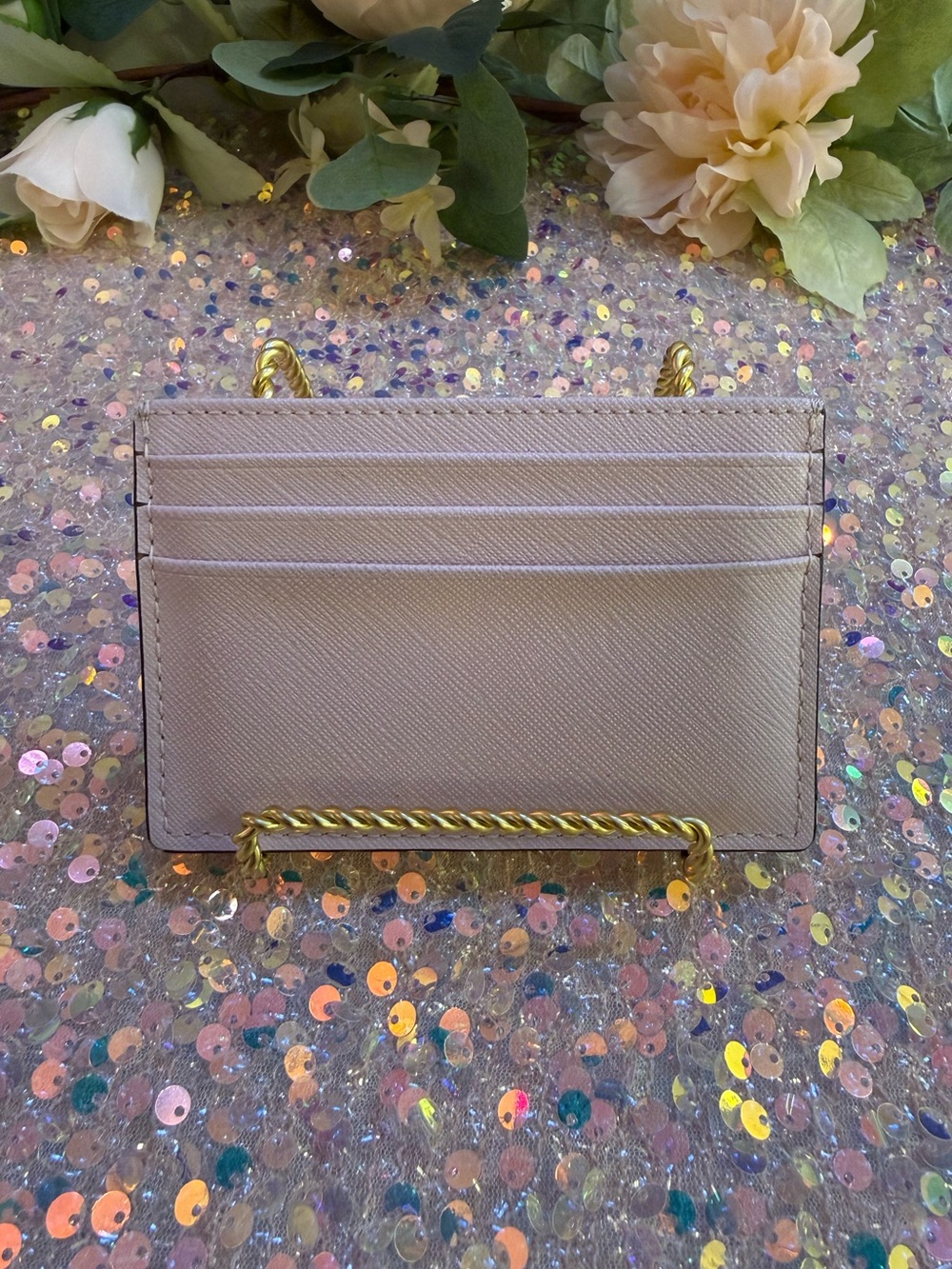 Kate Spade Cardholder in Pink with Glitter Dot Pattern - Picture 3 of 5